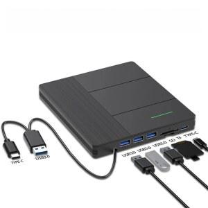 CD롬 플레이어 외장 CD DVD 드라이브 3개 USB 슬롯 리더 TFSD 카드 DVDCD 라이터 포트 휴대용 노트북 디스크 PC용