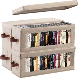 보이는 창문이 있는 4팩 DVD 보관함 방진 CD/DVD 케이스 홀더 정리함 랙은 최대 104개의 블루레이 및 보관