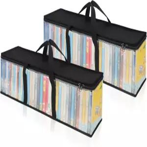 CCidea DVD 보관 가방 2개 세트 DVD/CD/VHS 박스/블루 레이 디스크/영화 케이스/비디오 게임 손잡이가 있는