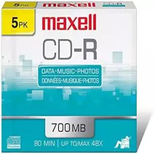 맥셀 슬림 폴리카보네이트 서브스테이트 700Mb 80분 CD 녹음 가능 주얼 5팩