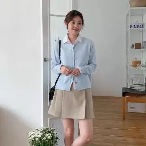 여성 리본 포인트 심플 라운드 니트 가디건 무지