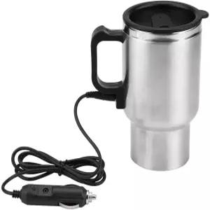 12V 전기 여행용 커피 머그잔 450ml 스테인리스 스틸 자동차 난방 컵 누수 방지 뚜껑 및 표시등 포함