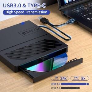 CD롬 플레이어 IN USB TYPE EXTERNAL CD DVD RW PORT OPTICAL WRITER DRIVE SDTF CDDVDBD PLAYER LAPTOP BURNER PC READER