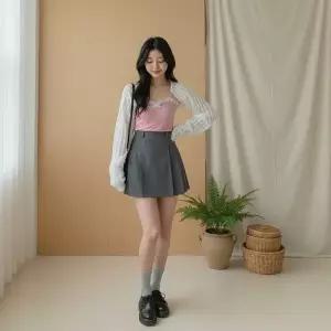 여성 사이드 플리츠 미니 스커트 치마