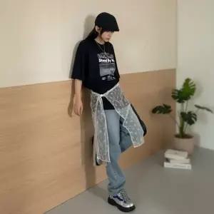 여성용 레이스 시스루 랩 스커트 리본무늬 치마 비침