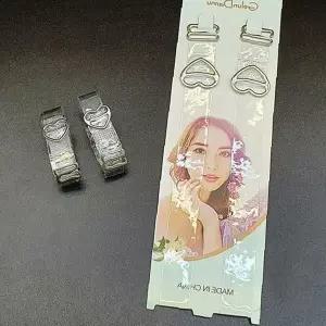 속옷 어깨끈 조절 투명 하트무늬 플라스틱 고정 클립 브래지어 스트랩 미끄럼방지