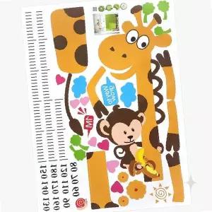 아이방 인테리어 동물 친구들 키 측정 벽면 부착 스티커 유아 성장 체크 차트