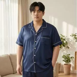 남여공용 빅사이즈 실크터치 미드나잇 반팔잠옷세트