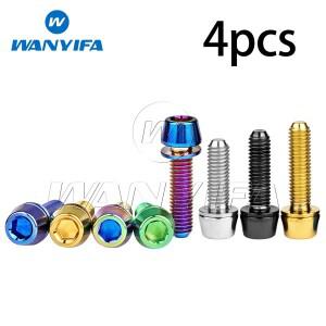 Wanyifa 티타늄 볼트 M5M6x16 18 20 25mm 테이퍼 헤드 와셔 포함 알렌 키 나사 자전거  브레이크 Calipe 4p