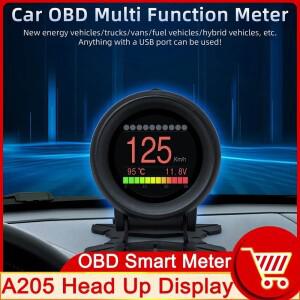 자동차 헤드 업 디스플레이 속도 경보  소비 ECT 게이지 전압계 전자 액세서리 AD A205 kmh MPH O HUD