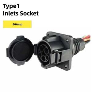 80Amp SAE J1772  1 EV 충전 인렛 EVSE 소켓 전기 자동차 PHEV 차량용 타입 1M 케이블