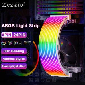 그래픽카드써멀패드 ZEZZIO 라이트 스트립 네온 라인 PC 발광 카드 케이스 램프 8핀 메인보드 RGB 컴퓨터 24핀