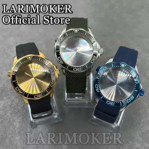 호환 LARIMOKER 41mm 풀 골드 시계 케이스 베젤 포함 블랙 그린 다크 블루 스트랩 NH35 ETA PT5000 Mingzhu