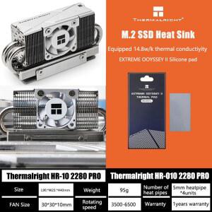 그래픽카드써멀패드 THERMALRICHT HR10 2280 PRO SSD 라디에이터 스테이트 선풍기 파이프 PCIE5 하드 히트 방열판 30MM