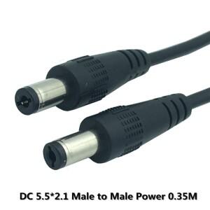 DC 연장 케이블 wire0.35M 남성-남성 커넥터 5.5x2.1 와이어 검정색 35cm