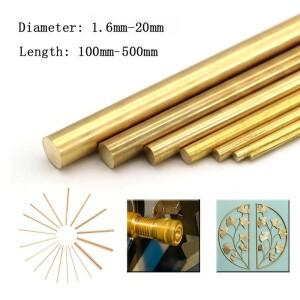 하드웨어 황동 라운드 바 막대 직경 1.6-20mm 길이 100-500mm DIY 칼 손잡이 원형 와이어 튜브 모델 제작