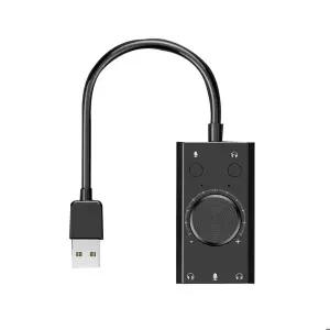 휴대용 USB 외부 사운드 카드 마이크 이어폰 2-in-1 3 포트 출력 노트북 PC 컴퓨터 어댑터