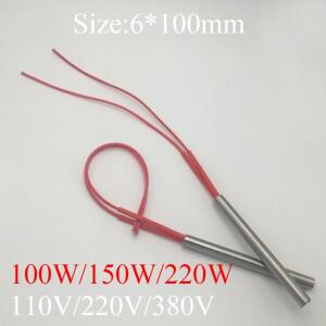 스테인레스 스틸 실린더 튜브 몰드 가열 요소 싱글 엔드 카트리지 히터 6x100 100W 220W AC 110V 380V
