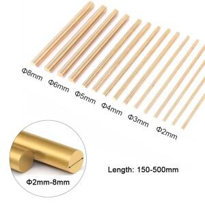 1510pcs 솔리드 황동 막대 길이 150-500mm 직경 234568mm DIY 하드웨어 라운드 바 원형 와이어 튜브 Modelm