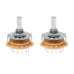 2PCS 20MM 금속 로터리 스위치 셀렉터 1P12T2P6T3P4T4P3T M9X0.75 18 톱니 너클 샤프트 납땜 단자 포함