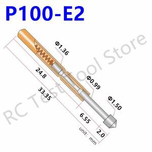 20100PCS P100-E2 스프링  프로브 포고 핀 니들 헤드 직경 1.5mm 도구용 길이 33.35mm 1.36mm