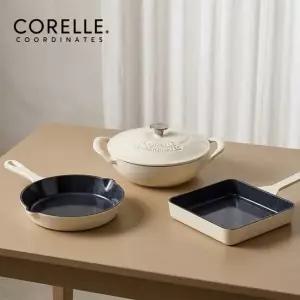 코렐 코디네이츠 무쇠 스칼렛 21cm 웍냄비+ 코디네이츠 무쇠 프라이팬2종 21cm+22cm)