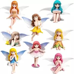 XJWWHZ 8Pcs 요정 피규어 정원용 미니 장식 케이크용 작은 액세서리 풍경화