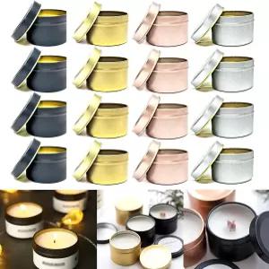 DIY 양초 제작을 위한 6PCS 4oz 통 금속 원형 용기 예술 및 공예 보관 명절 선물 블랙 골드 로즈 실버