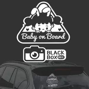 [RIZPICK]Baby on Board/토끼여자 화이트시트지 자동차스티커