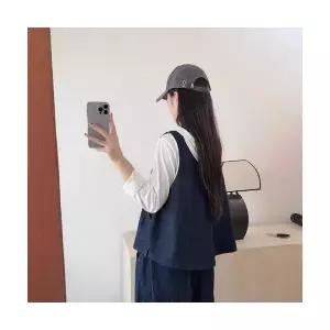 빈티지 가을 캐주얼 여친 데님 아우터 데일룩 베스트 조끼 덧장 민소매 나시 DAOL3