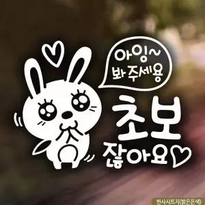 [RIZPICK]자동차스티커 아잉봐주세용 애교토끼 초보운전 반사