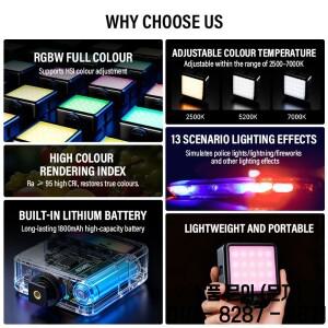 SOONPHO 미니 LED 필 라이트 2500K 7000K 풀 컬러 RGB 비디오 바이 휴대용 핸드헬드 카메라 폰 셀카 램프
