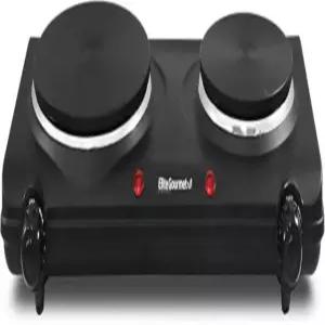 엘리트 고메 EDB-302BF 카운터탑 더블 주철 버너 1500와트 전기 핫 플레이트 온도 조절 전원 표시등 청소하기 쉬운 블랙 Cast Double