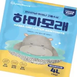 고양이 모래 화장실 반려동물 벤토나이트 4L 베이비향 6개 냥변기 캣변기