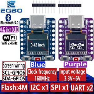 호환 미니 ESP32-C3 개발 보드, 2 4G 와이파이 4 BT 모듈, 0 42 인치 OLED 디스플레이, 4MB 플래시 세라믹 안테나, USB C타입, 1 ~ 4