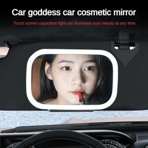 HD 미러 자동차 LED 메이크업 3단 조절 선바이저 플레이트 실내 후방 조광 터치스크린 화장 거울