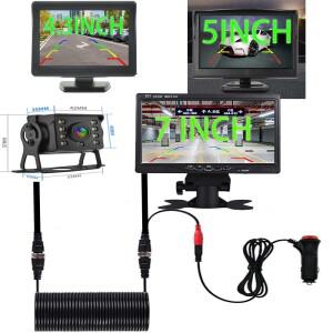 2in 1 LCD CCD 주차 후방 카메라 트럭 버스 보안 야간 투시용 4.357인치 모니터 화면 포함