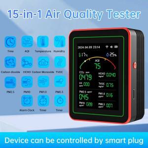공기 품질 감지기 TFT 디스플레이 AQI PM0.3 PM1.0 PM2.5 CO TVOC HCHO 테스터 Tuya WiFi 호환 홈 공급