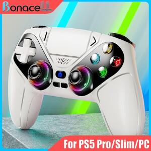 PS5플레이스테이션 5 프로슬림PC 콘솔 게임패드용 RGB 조명 무선 컨트롤러 홀 이펙트 터보 진동 게임 조이