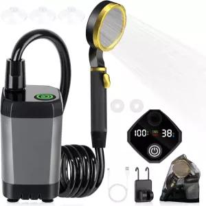 캠핑용 휴대용 샤워기 7800mAh 야외 전기 샤워 충전식 펌프 LED 디스플레이가 있는 지능형 디지털 하이킹