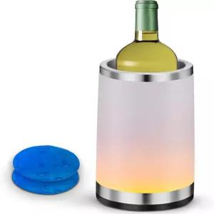 엘릭스 와인 칠러와 RGB 터치 램프 병 쿨러 버킷 750ml 샴페인용 스 팩 2개가 포함된 이중 벽 단열재