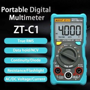 호환 ZOYI 디지털 멀티미터 ZTC1 4000 카운트 정밀 True RMS 자동 범위 조정 전류계 전압계 스마트 커패시터 온도 측정기