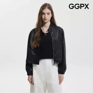 [GGPX]반하이넥 페이크 레더 지퍼 자켓 (GQ3JK021F)