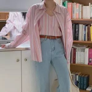 [다잇템] 여성 슬리브리스 단가라 남방 V넥 세트 셔츠