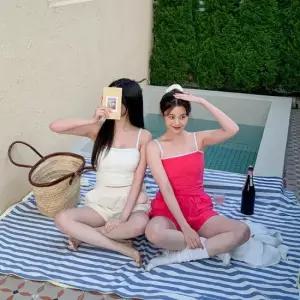 [다잇템] 여성용 고무줄 끈탑 핫팬츠 테리 세트 바지