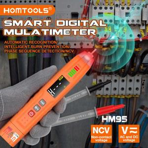 호환 HOMTOOLS HM95 멀티미터 펜 타입 멀티메트로 디지털 전문가용 AC/ 스마트 전압 테스터 옴 Hz 제로 파이어 라인 감지기