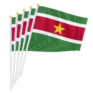 호환 Surinam 핸드 플래그, Surinamese 핸드 헬드, 흔들리는 작은 국기 세계, 남미 장식 선물, 14 21cm