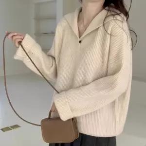 여성 세일러 카라 루즈핏 골지 니트 여자 러블리 데일리 코디