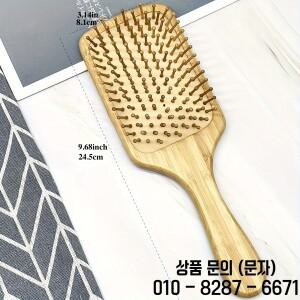 해바라기 프린트가 있는 천연 대나무 사각 빗 1개   신부 파티 선물/일상 관리를 위한 정전기 방지 미용