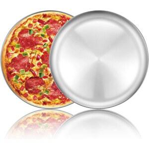 2PCS 20 23 26 30CM PIZZA BAKING PAN STAINLESS STEEL ND TRAY FOR OVEN SERVING CRISPER HEALTHY CO
